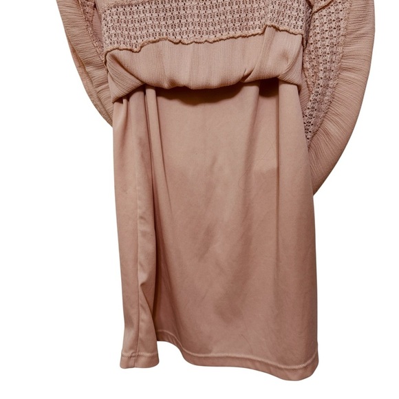 Versona Pink Peach Crochet Ruffled Tiered Sleeveless Flowy Dress Size S - Picture 5 of 9